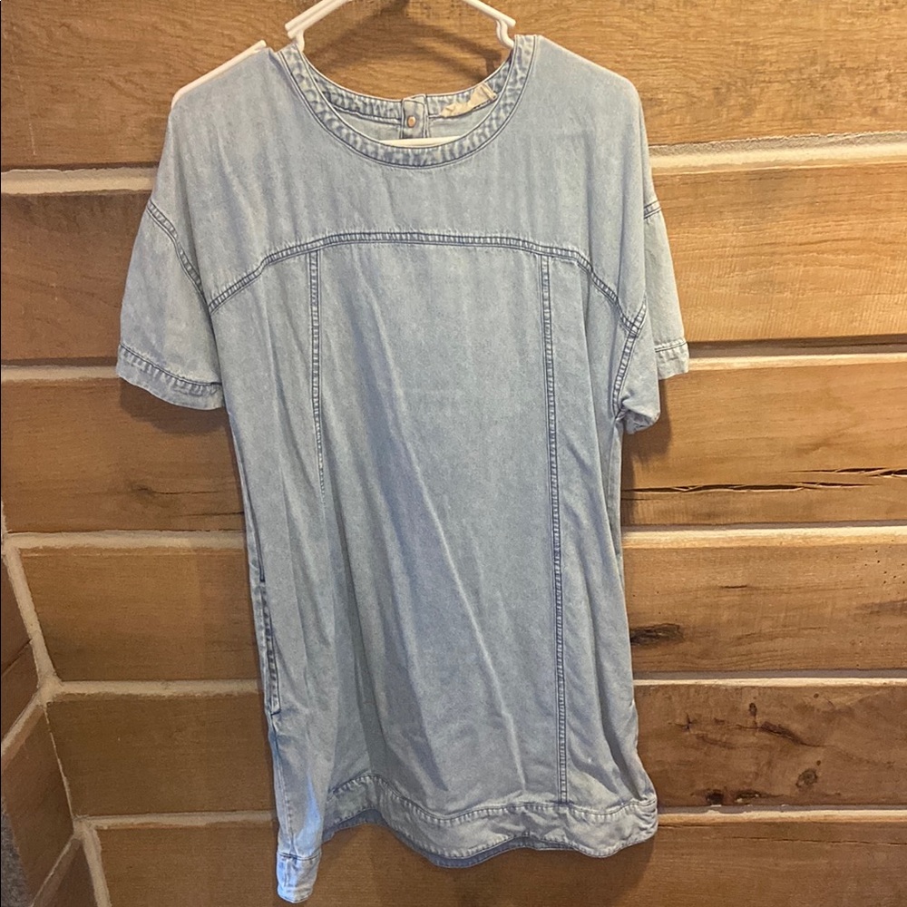 Casual Light Blue Denim Mini Dress